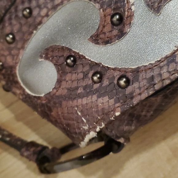 Guess Y2K Shoulder Bag Purple Snakeskin and Silver - Picture 6 of 6